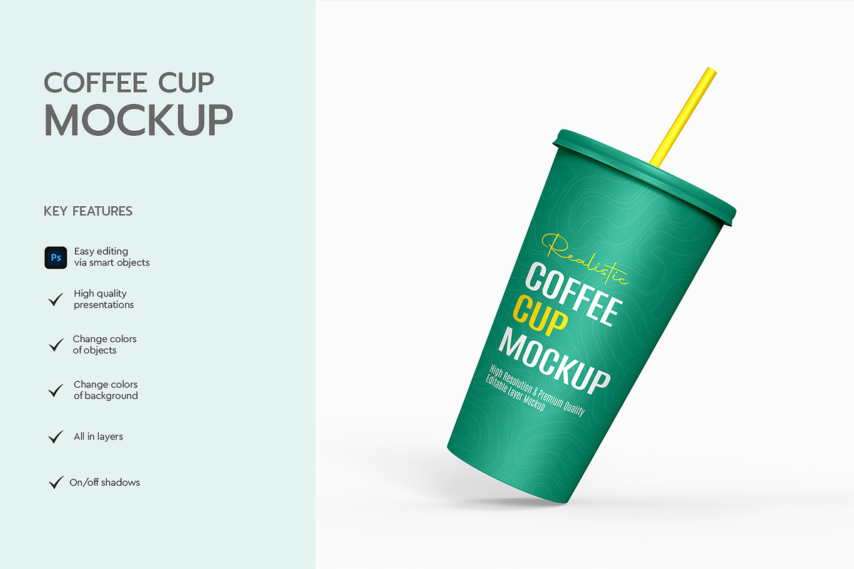 Plastic Cup with Straw Mockup, a Product Mockup by graphypix (Photo 2 of 4)