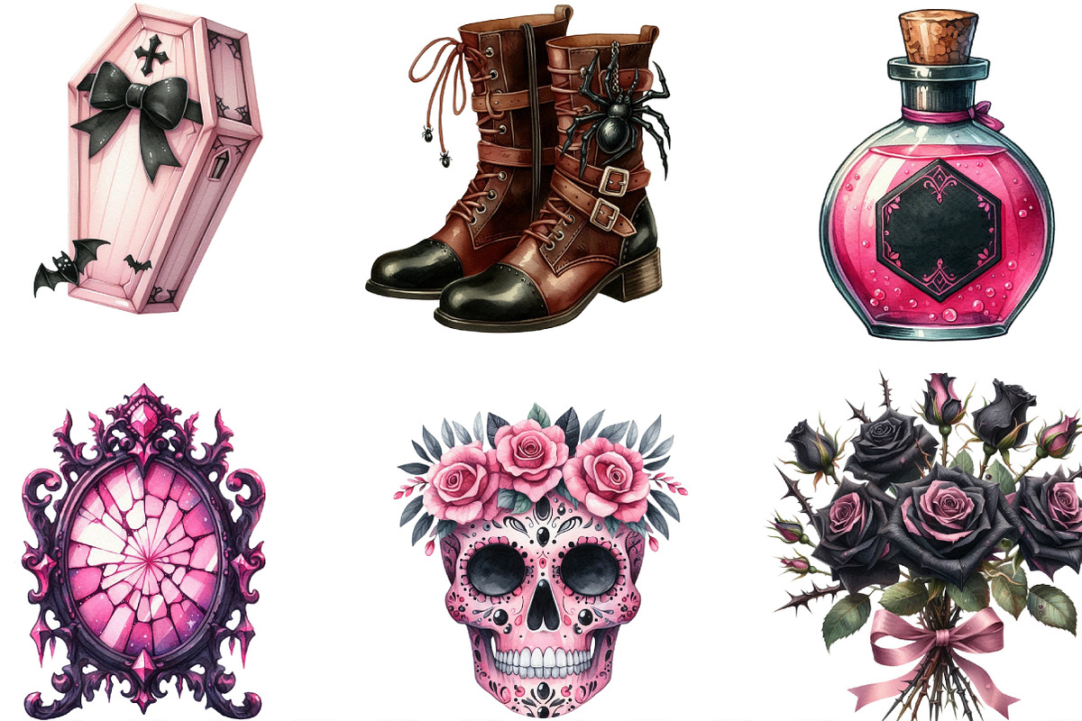 Creepy Black and Pink Halloween PNG, an Illustration by Designking (Photo 2 of 4)