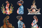 Watercolor Pregnant Clipart, a Graphic by GiraffeCreative (Thumbnail 7 of 9)
