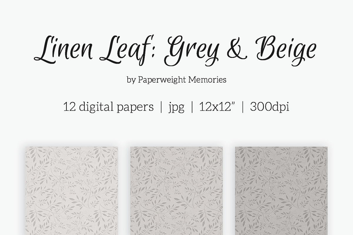 48 Digital Papers - Linen Leaf 12x12, a Pattern Graphic by Paperweight Memories (Photo 4 of 5)