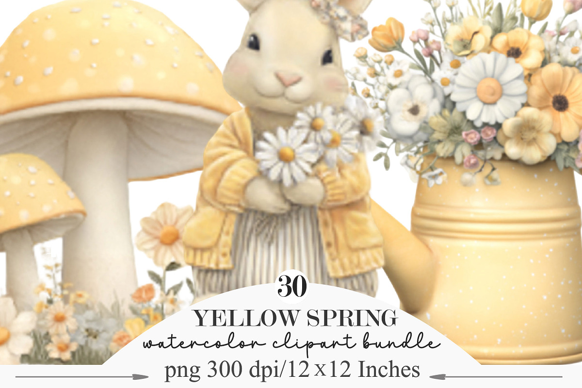 Whimsical Yellow Spring Clipart, an Illustration by Designking (Photo 1 of 5)