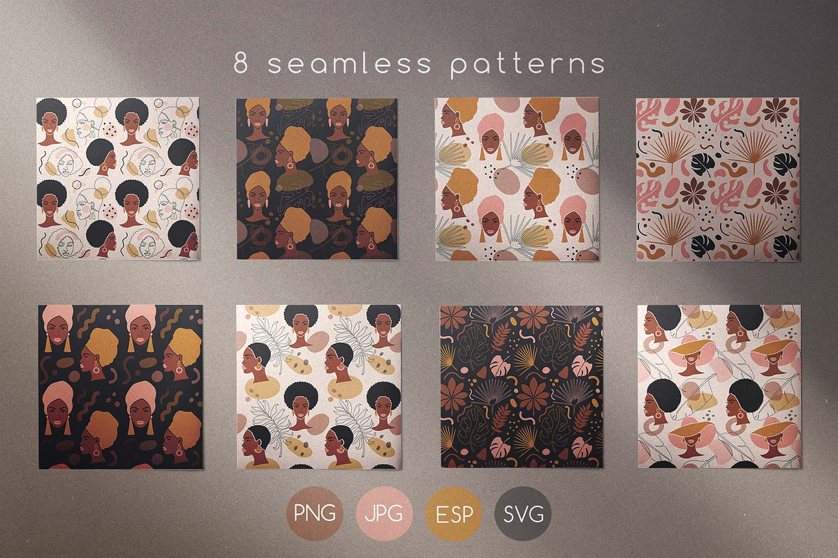 Modern Afro-American Women Set, a Texture Illustration by Illustana (Photo 8 of 16)