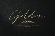 Golden, a romantic script & art, a Script Font by Angele Kamp (Thumbnail 1 of 13)