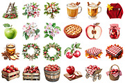 Apple Harvest Watercolor Clipart, a Seasonal Illustration by designcity5 (Thumbnail 2 of 5)