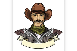 Hand Drawn Sketch Cowboy Icon 7