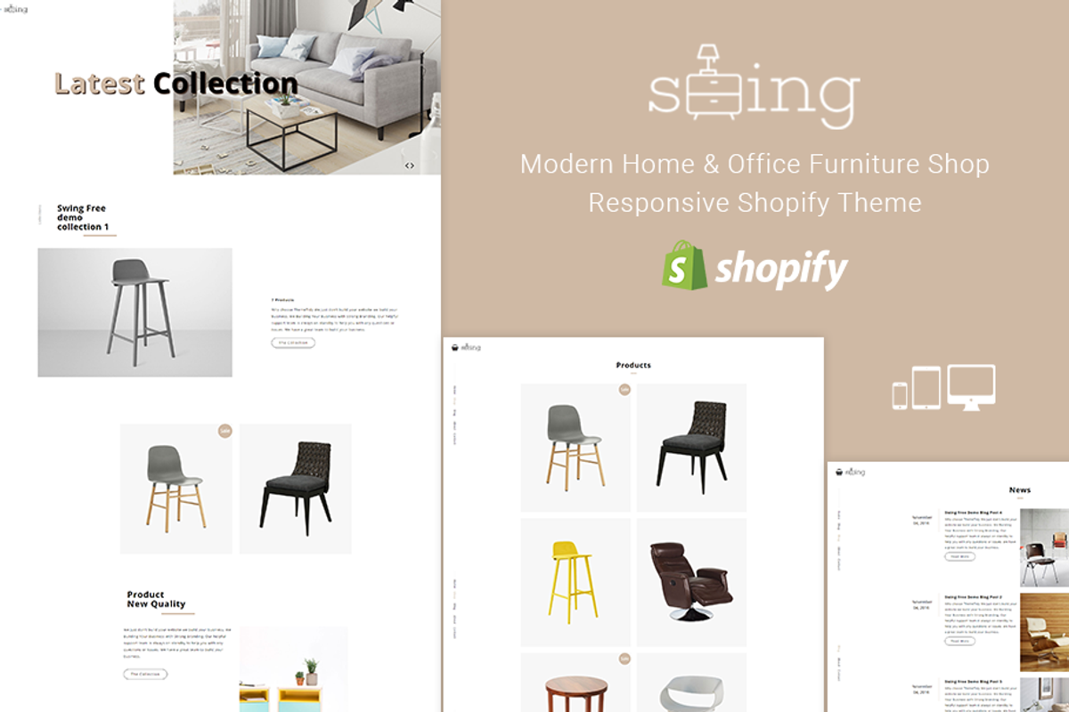 Swing Furniture Shop Shopify Theme, a Shopify Template by ThemeTidy Shopify Agency