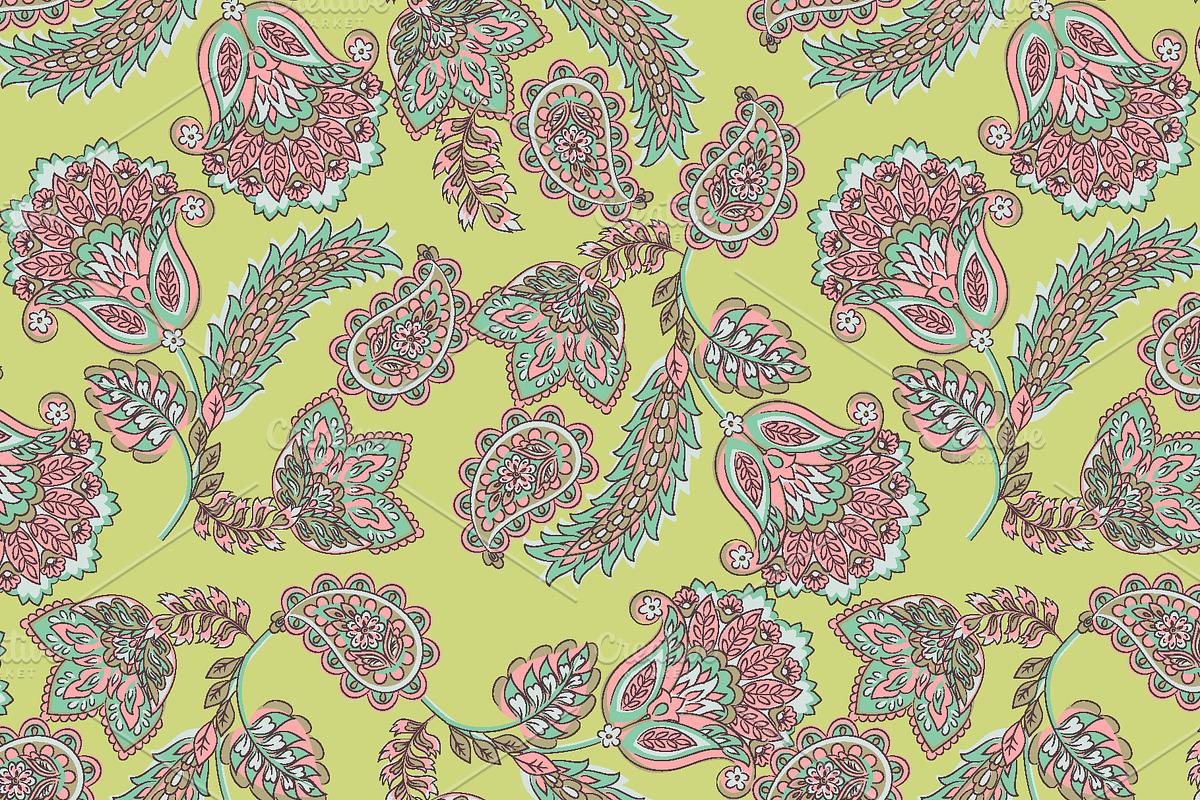 6 Asian Paisley seamless patterns, a Pattern Graphic by antalogiya (Photo 4 of 7)