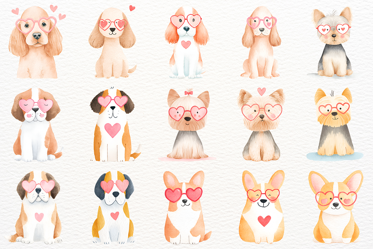 Valentine's Day Dogs Clipart PNG, an Animal Illustration by SugarCloudStudioArt (Photo 5 of 10)