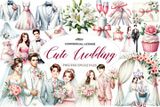Cute Wedding  Clipart, an Illustration by CreationArt (Thumbnail 1 of 7)