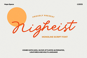 Nigheist - Monoline Script, a Font by Haps Space