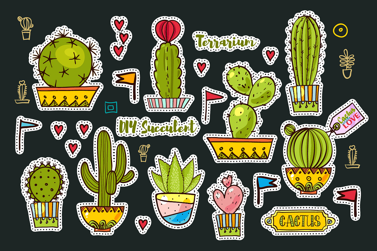 Set Fashion patches with cacti, an Illustration by KundolaArt (Photo 4 of 7)