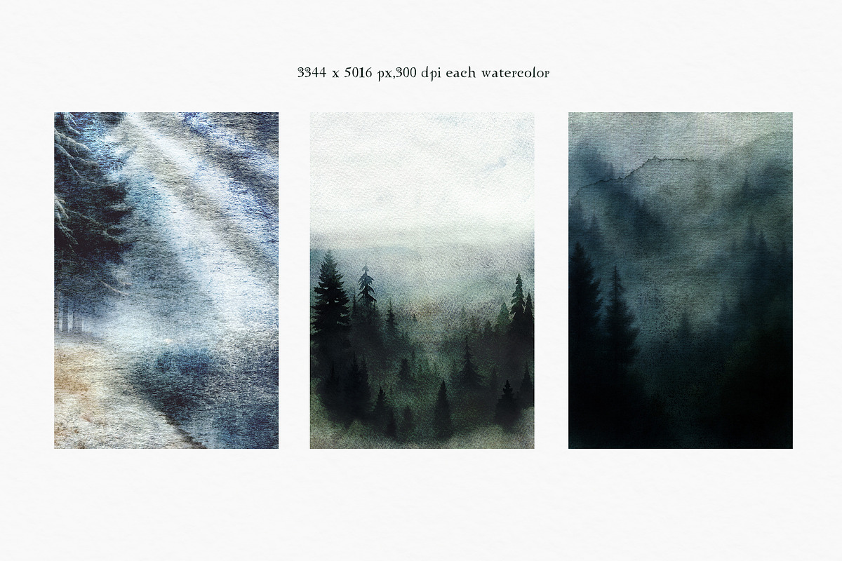 Twilight morning watercolor clip art, a Seasonal Illustration by FleurArt (Photo 12 of 19)