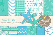 Beach Digital Papers & Clipart, a Pattern Graphic by JennyL Designs (Thumbnail 1 of 5)