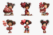 Whimsical Valentine Cute-girl Clipar, an Illustration by CreationArt (Thumbnail 5 of 6)