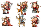Cute Christmas Girls Clipart, an Illustration by DreamArtGraphic (Thumbnail 3 of 5)