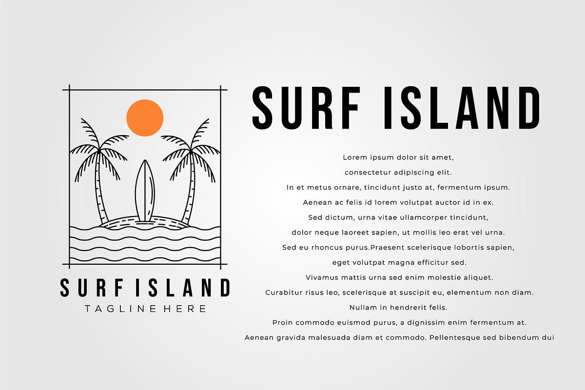 surfing island line art logo vector, an Object Graphic by Rizkaarishandy_shop (Photo 2 of 3)