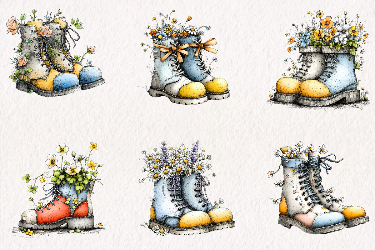 Boots with Spring Flowers Sublimatio, an Illustration by CreationArt (Photo 7 of 7)