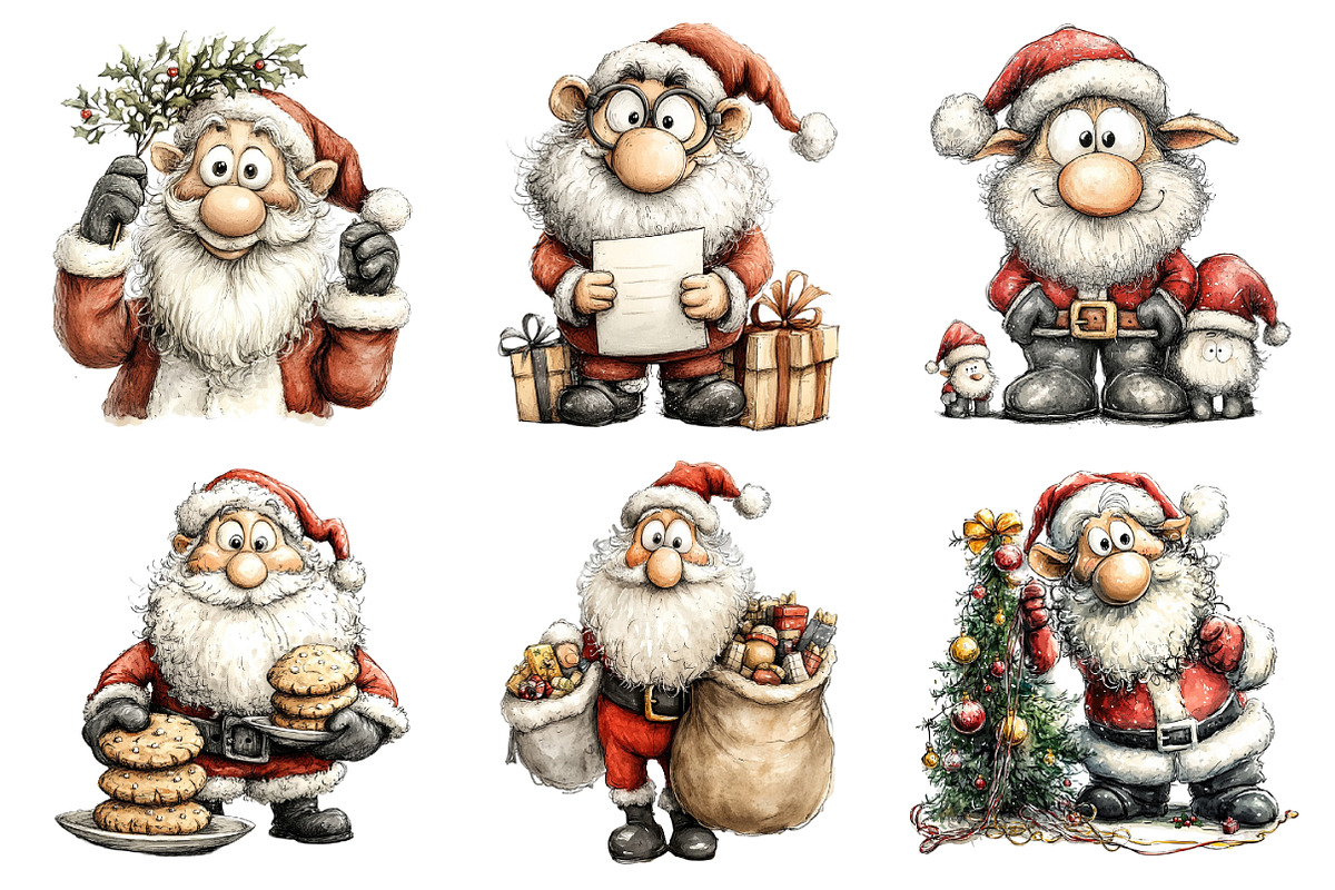 Whimsical Santa Claus Clipart, an Illustration by Daily.Designs (Photo 3 of 5)