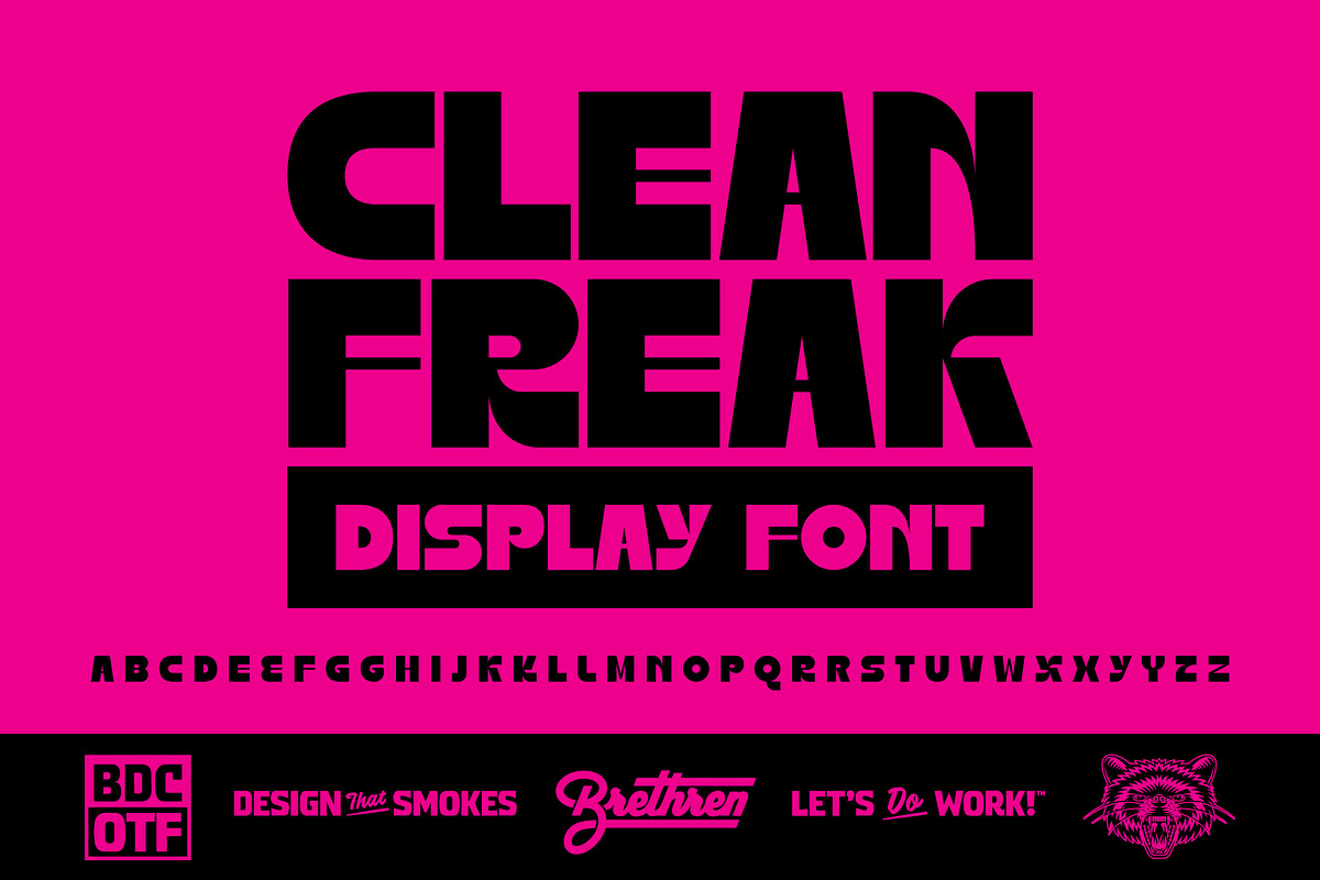 Clean Freak Display Font, a Font by Brethrendesignco (Photo 1 of 4)