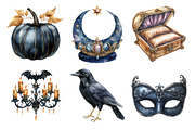 Watercolor Elegant Halloween Clipart, an Illustration by Daily.Designs (Thumbnail 3 of 5)
