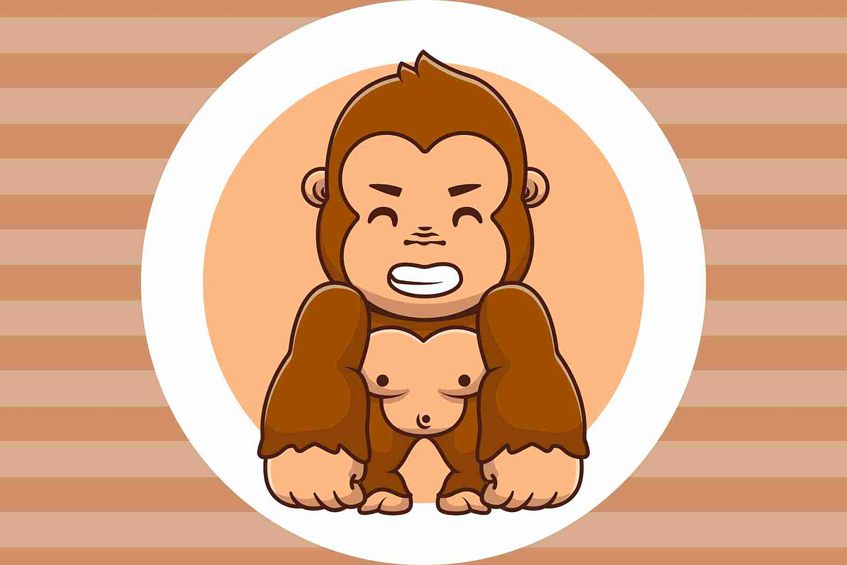 Cute Gorilla Standing Cartoon Vector, an Animal Illustration by Artstorystudio (Photo 2 of 3)