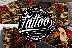 Set Of Seamless Tattoo Backgrounds