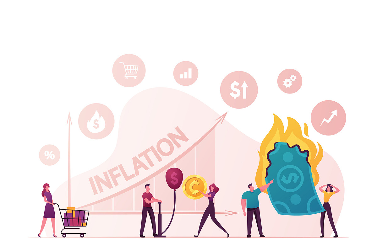 Inflation Concept. Finance Market, a Finance Illustration by Double Bubble