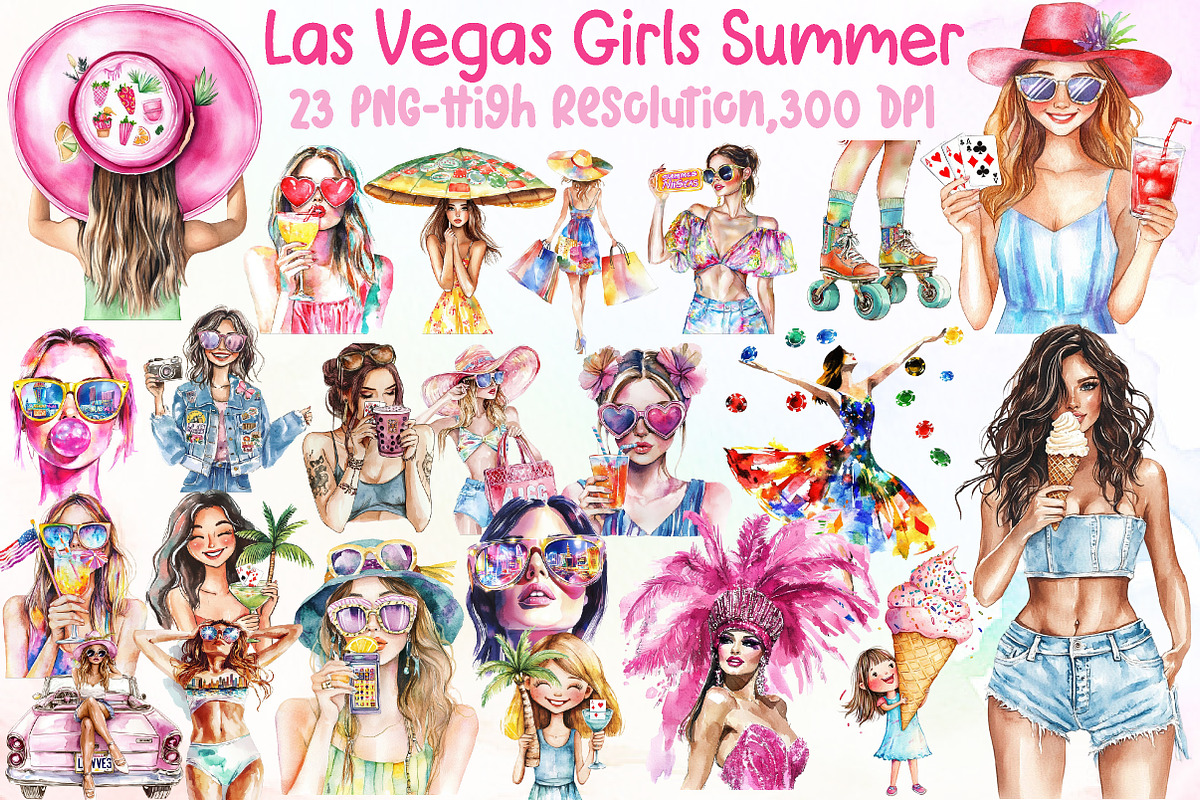 Las Vegas Girls Summer Clipart, an Illustration by Sublimation Artist (Photo 1 of 6)