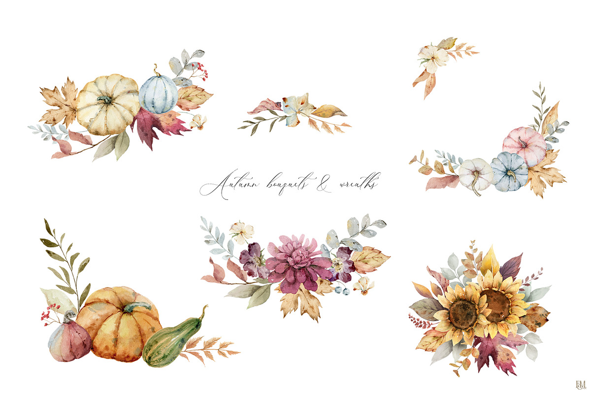 Autumn Time. Watercolor collection., a Decorative Illustration by Elena Medvedeva (Photo 4 of 11)