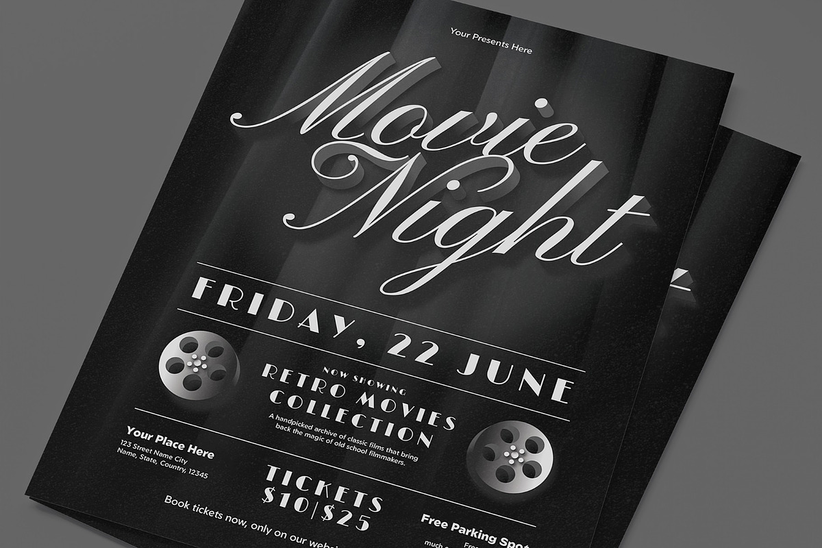 Movie Night Flyer, a Flyer Template by graphicook (Photo 2 of 3)
