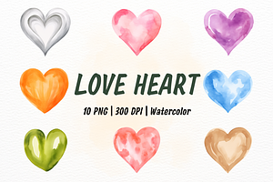 Love Heart Watercolor Clipart