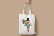 Beautiful woman and surfboard, a Person Illustration by gunaonedesign (Thumbnail 5 of 5)