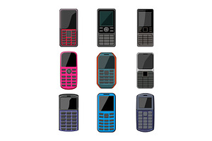 button phone set cartoon vector, an Object Illustration by pikepicture