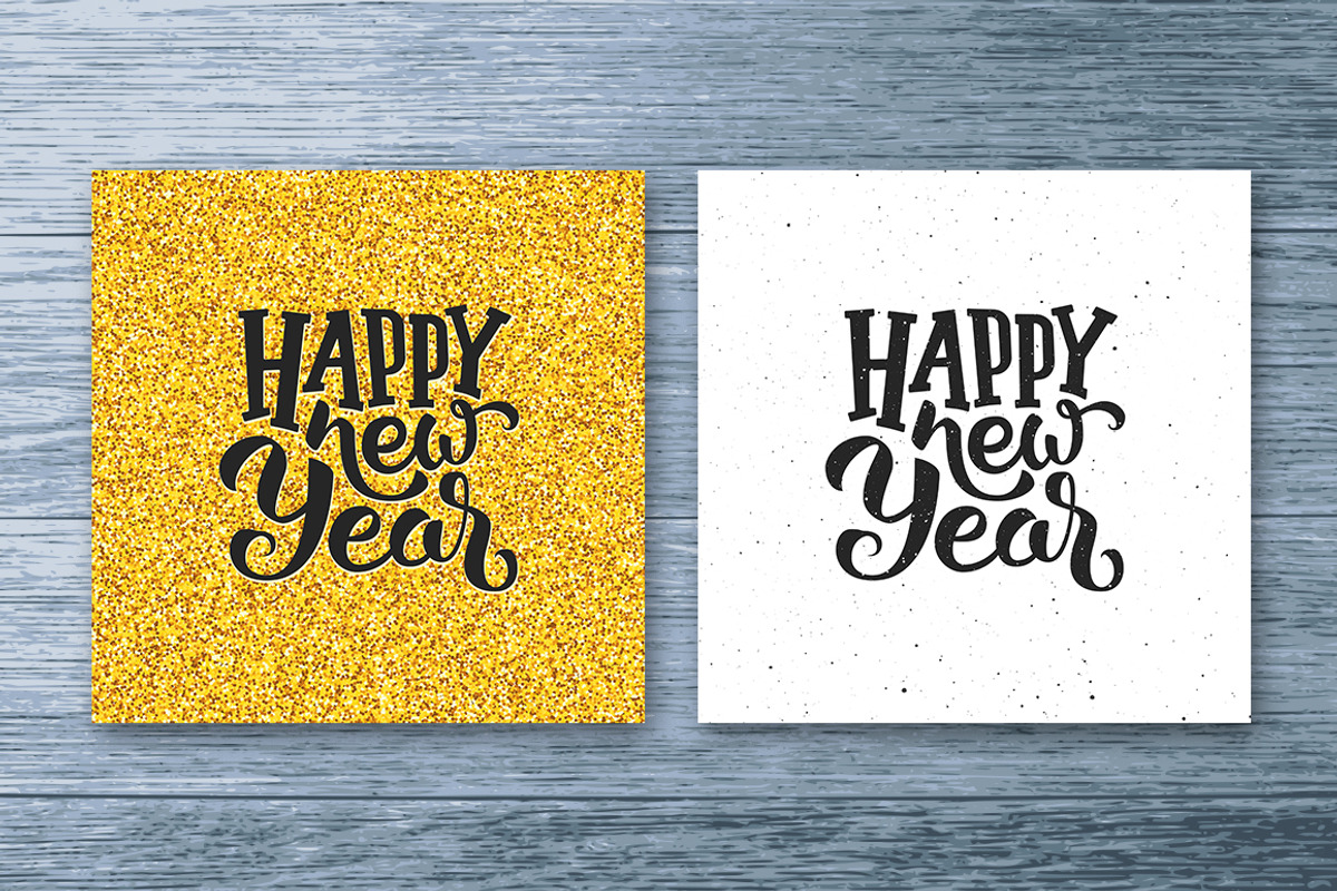 Happy New Year card with lettering, a Decorative Illustration by yurlick (Photo 3 of 4)