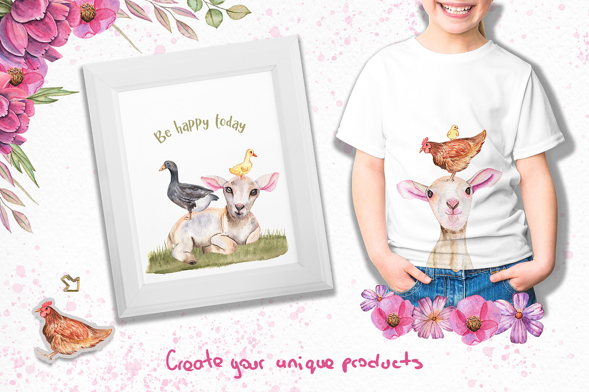 Watercolor Day with little Lambs, an Illustration by TanataDesign (Photo 10 of 11)