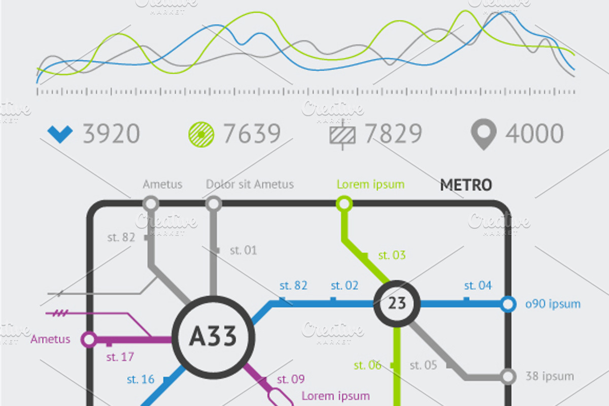 Elements of Infographics with button preview 4