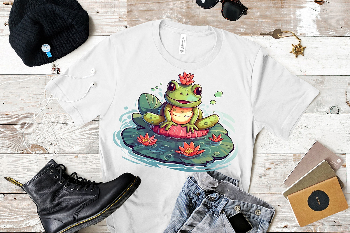 HAPPY FROGS on Lilypads Clipart Set, an Animal Illustration by Mermaids ...