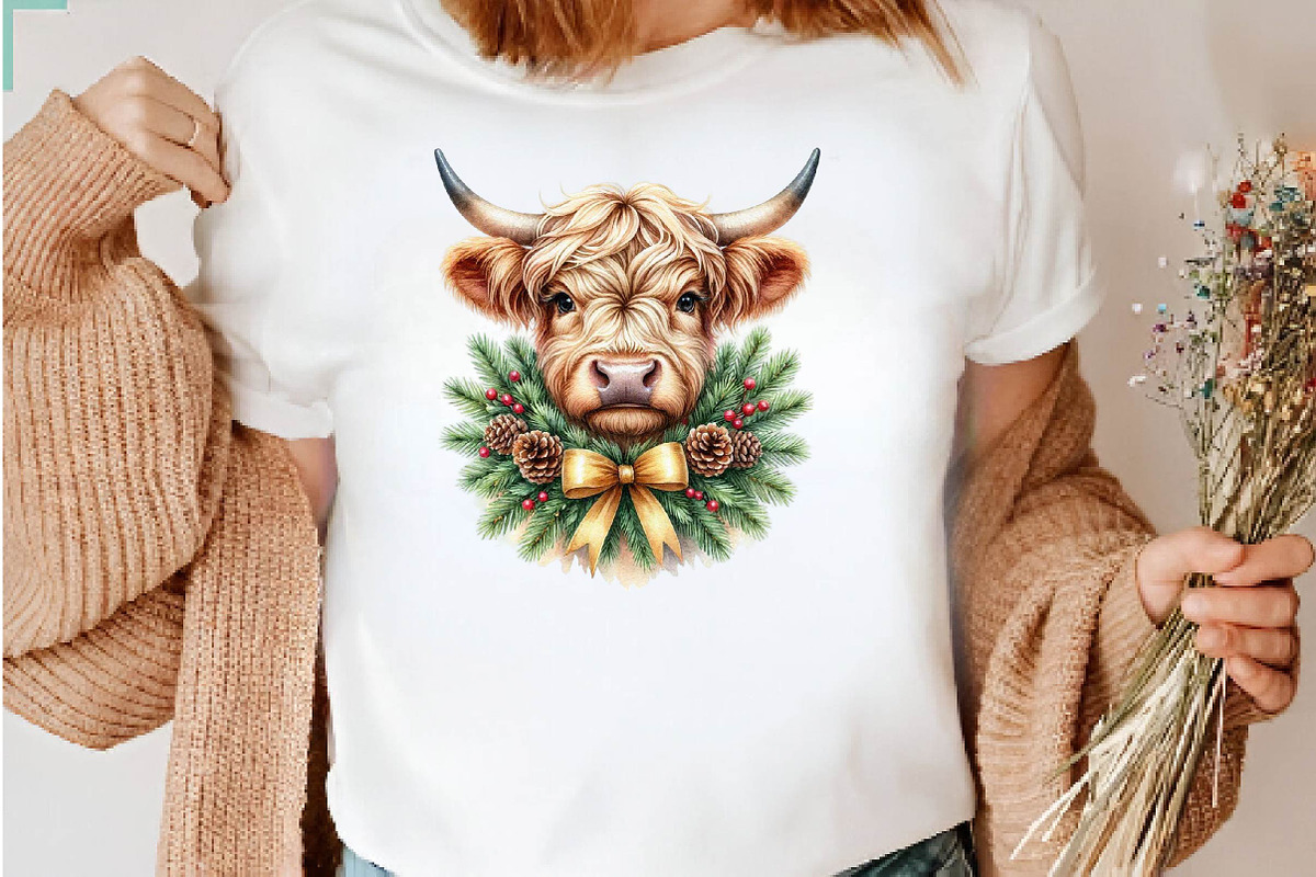 Christmas Highland Cow PNG Bundle, a Seasonal Illustration by CreationArt (Photo 6 of 7)