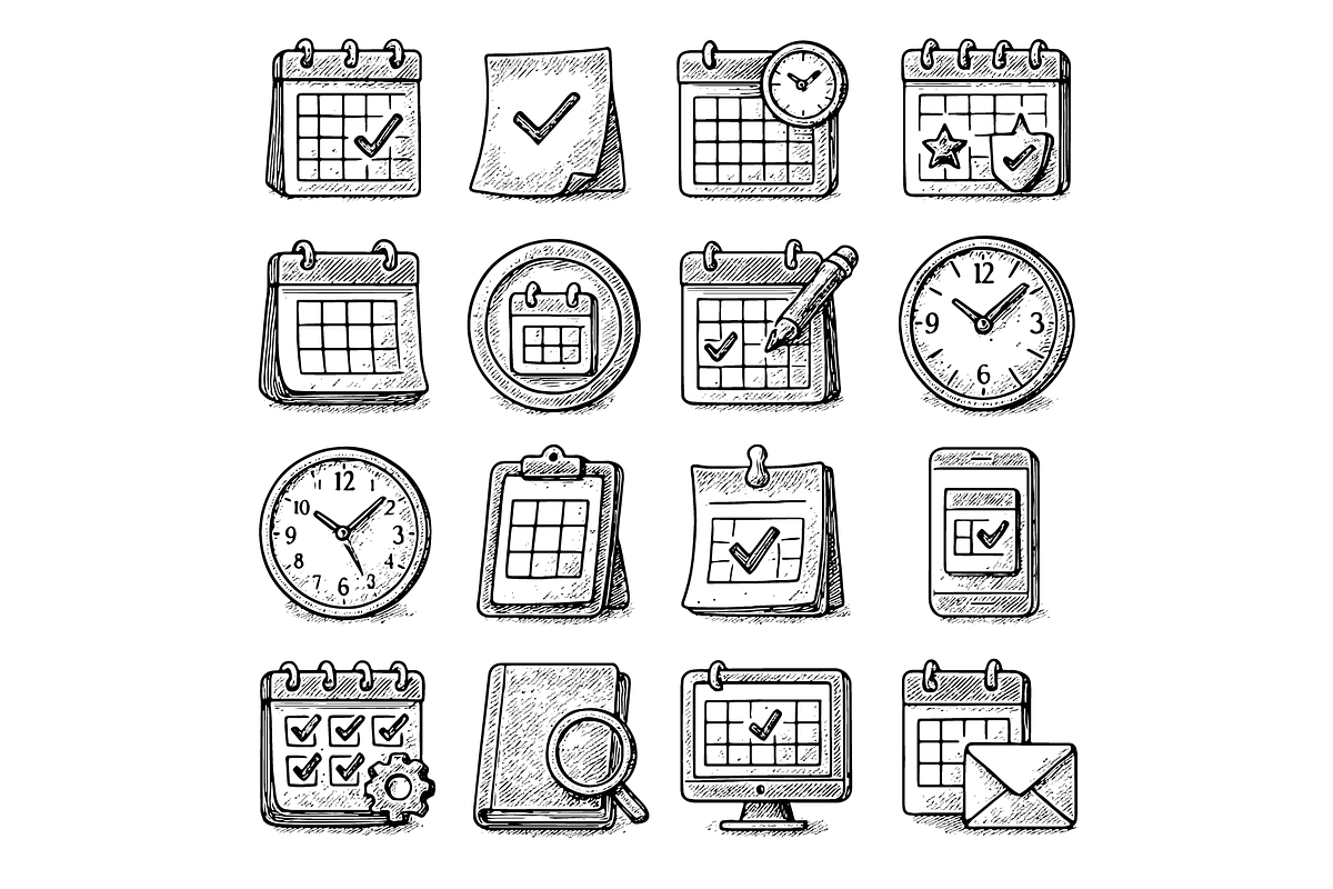 Calendar Planner Icon Set, an Object Graphic by nikagraphic