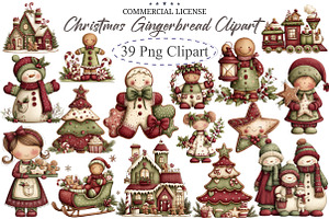 Whimsical Christmas Gingerbread Clip, an Illustration by designcity5