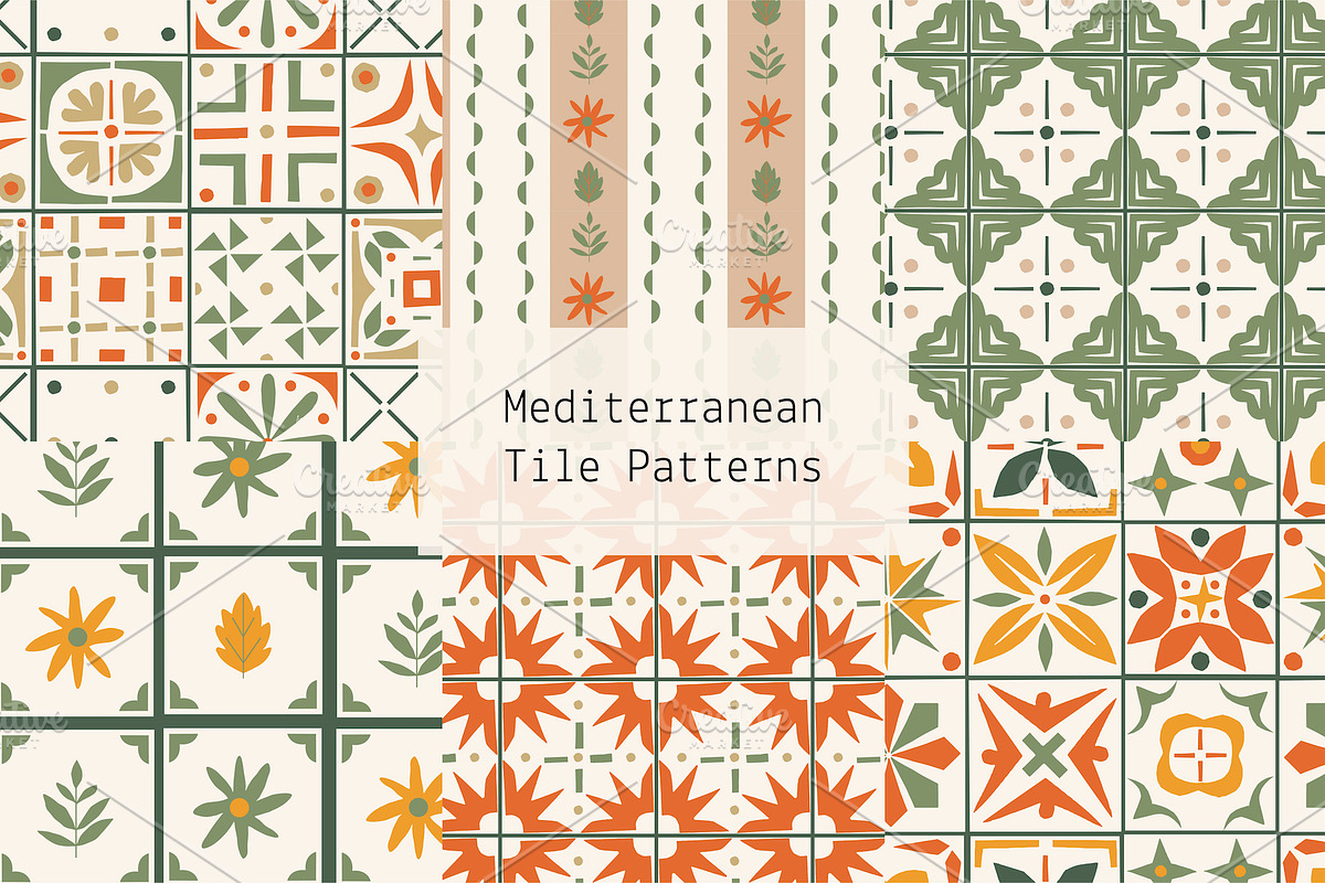 Mediterranean Tile patterns, a Pattern Graphic by Lyolya Profitrolya (Photo 1 of 7)