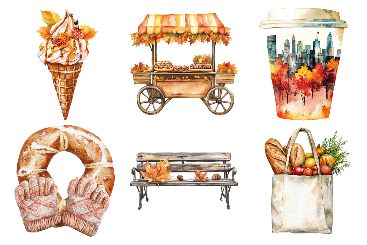Watercolor Fall in City Clipart Bund, an Illustration by Daily.Designs (Photo 5 of 5)