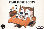 Read More Books, Ghost with Bow & Bo, an Illustration by DreamCafeArt (Thumbnail 1 of 7)