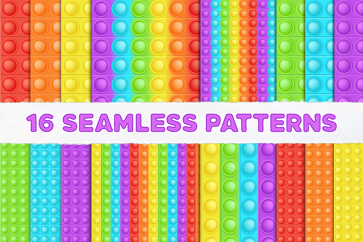 Pop it Rainbow Pattern set, a Pattern Graphic by VectoriyA (Photo 1 of 6)