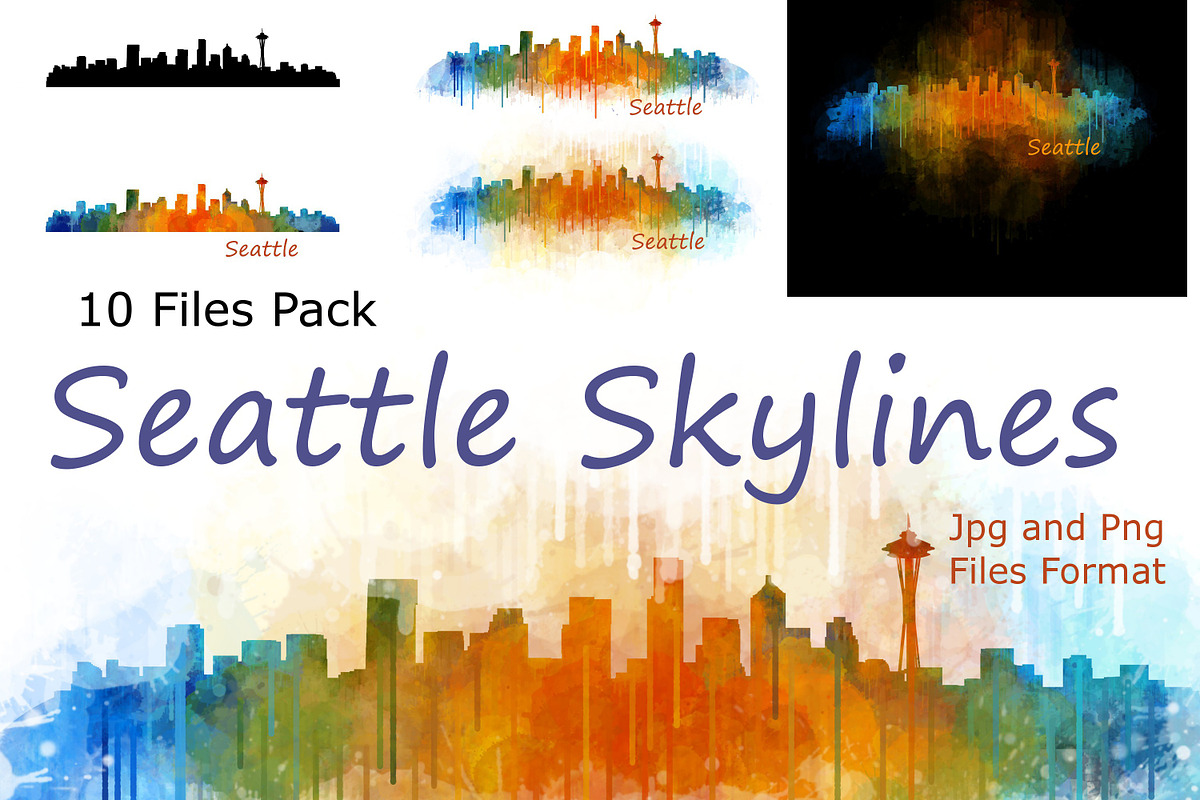 10xFiles Pack Seattle Skylines, an Illustration by HQPhoto Store (Photo 1 of 10)