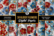 3D American Glass Flowers Patterns, a Pattern Graphic by Creative Store (Thumbnail 1 of 5)