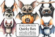 Quirky Halloween Bats Clipart, an Illustration by Libby Wishes (Thumbnail 1 of 6)