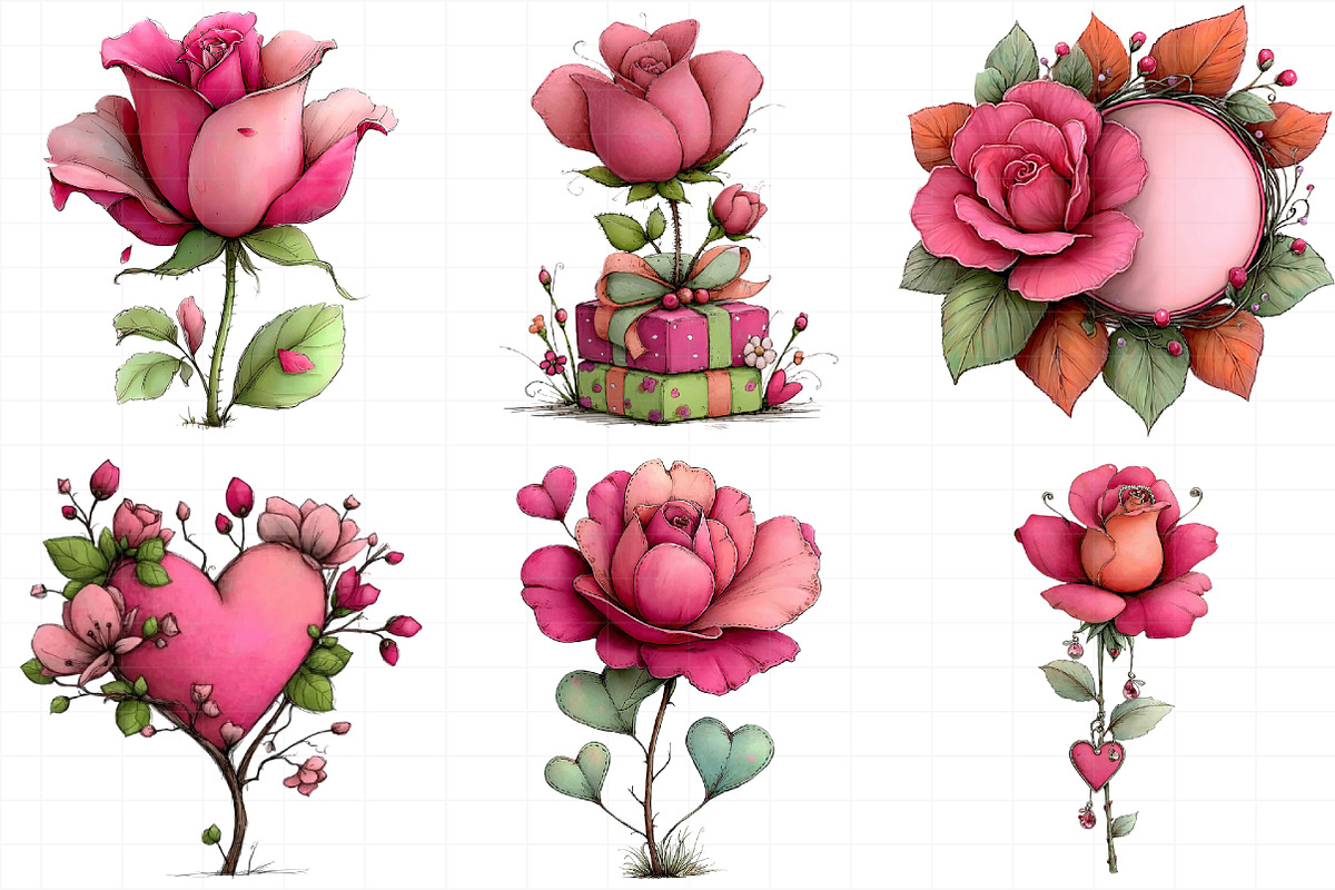 Romantic Roses Valentine's Day Clipa, an Illustration by Daily.Designs (Photo 3 of 5)