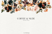 Coffe & Nude Watercolor Flowers PNG, a Decorative Illustration by whiteheartdesign (Thumbnail 3 of 11)