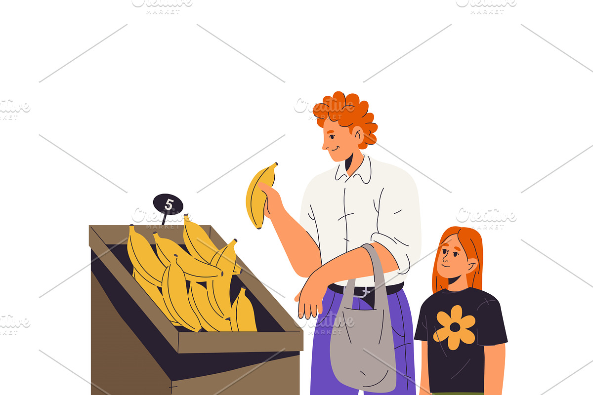 Vector shoppers or family buying, a Food Illustration by Elegant Solution